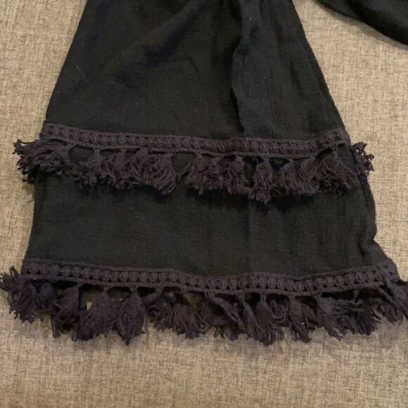 skylar + madison black boho tasseled crop going out sexy midriff top Sz Small - Picture 8 of 8